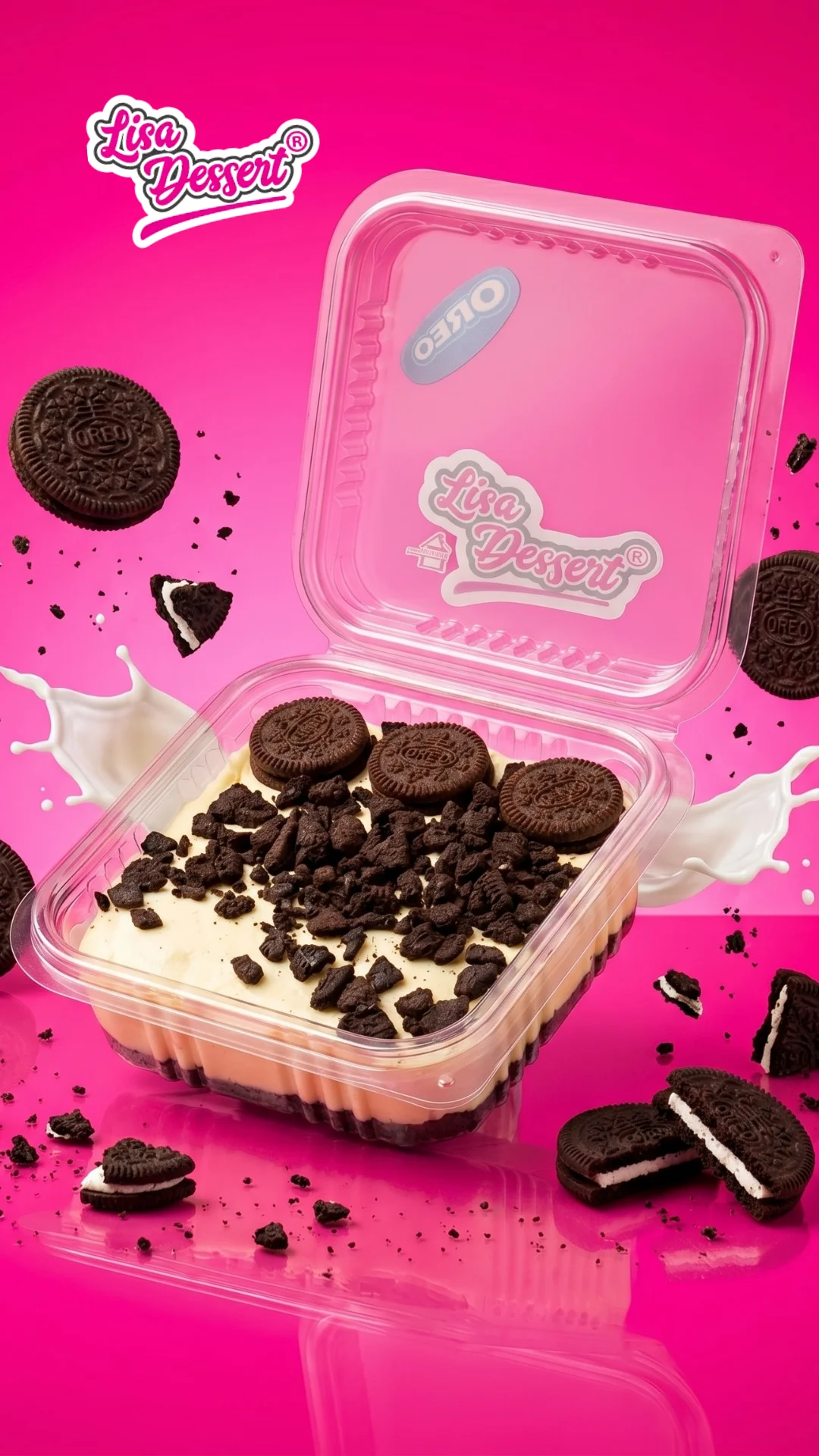 Visuel Tiramisu barquette Oreo pour Lisa Dessert · Direction artistique, IA générative